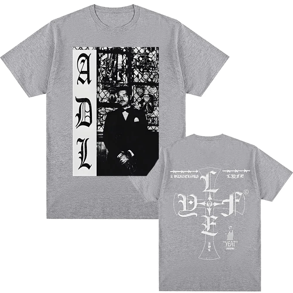 A DANGEROUS LYFE CROSS TEE 2026 new style Yeat Casual T-Shirt Summer T shirt High Quality Cotton Comfortable Unisex Short Sleeve