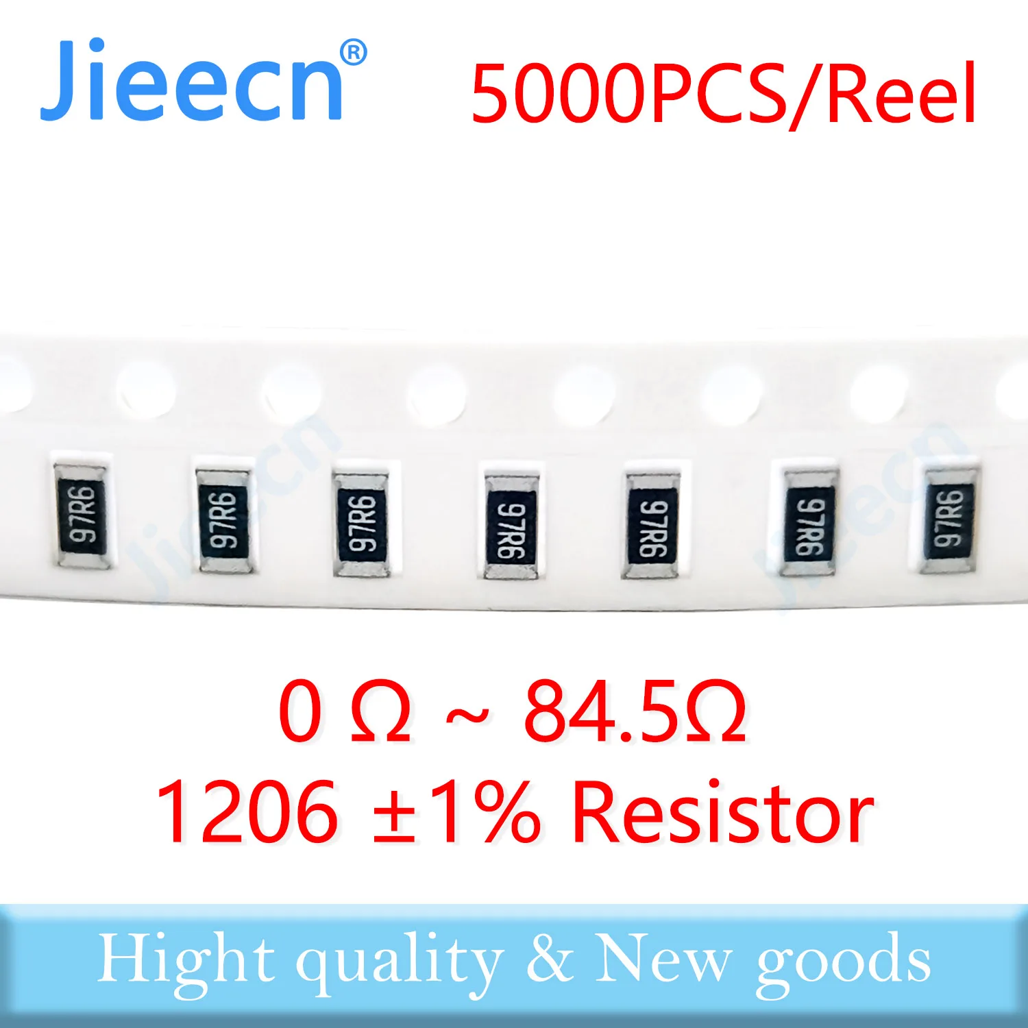 Jieecn 5000PCS 1206 F 1% SMD Resistor 0R-84.5R 1/4W 0 1R 1.1 4.99R 9.76R 10R 20R 30R 42R 51R 62R 68R 75R 82R 49.9R ohm 3216