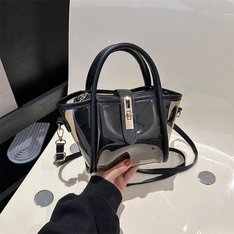 Women Shoulder Bag PVC Transparent Solid Messenger Female Tote Bag Small Designer Handbag Purse Crossbody Bags forWomen Dropship