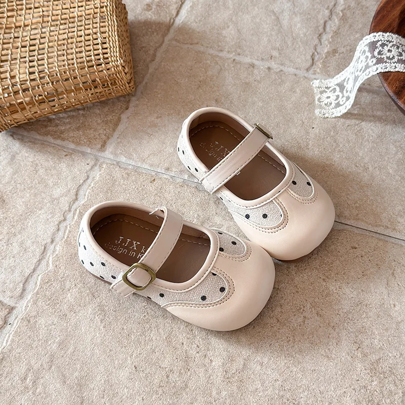 Girls Polka Dot Princess Shoes Brown Baby Girl Loafer Shoes Soft Sole Baby Toddler Shoes Children's School Student Shoes