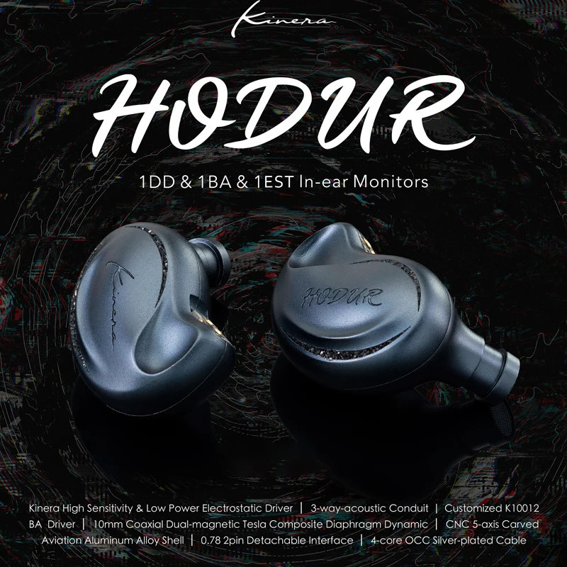 KINERA Hodur 1DD + 1BA + 1EST ไฟฟ้าสถิตหูฟังในหูสายหูฟัง DJ Hybrid Driver จอภาพชุดหูฟัง