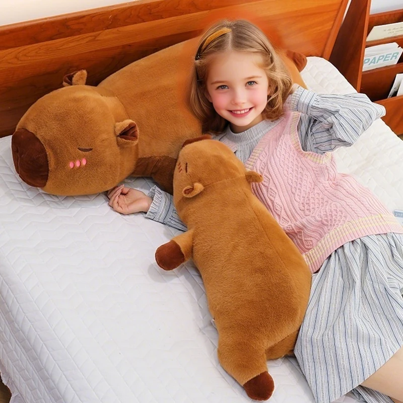 Kawaii كابيبارا ألعاب من نسيج مخملي محشوة كابيبارا رقيق دمية طويلة النوم مخدة ناعمة وسادة أريكة قيلولة النوم لعب للمدرسة عيد الميلاد