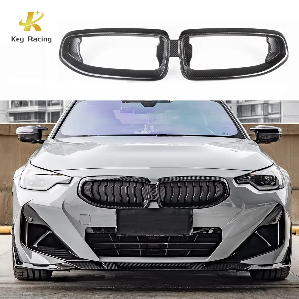 Fit For BMW 2 Series Coupe G42 2022-IN Car Styling Grill Full Dry Carbon Fiber Racing Grille Front Bumper Kidney Grille Frame