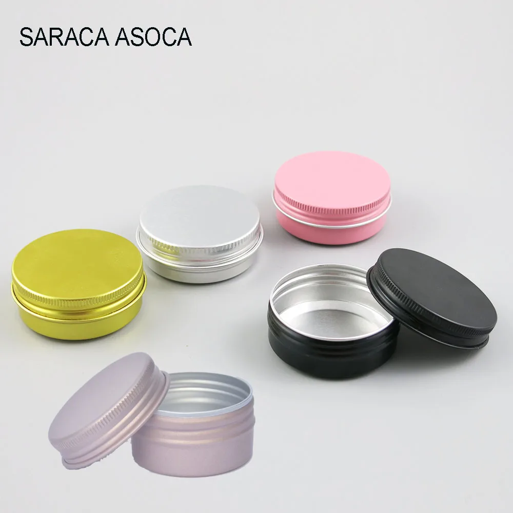 

30ml Empty Refillable Aluminum Jars 30g Silver Metal Tin Cosmetic Containers Crafts Packaging Cosmetic Small Aluminum Box 100PCS
