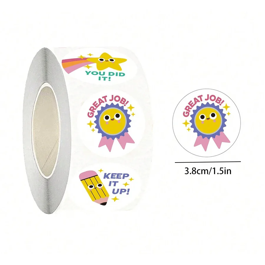 500Pcs Inspirational Stickers Roll, Designs Motivational Quote Chalkboard Style Labels for Kids School Rewards Gifts