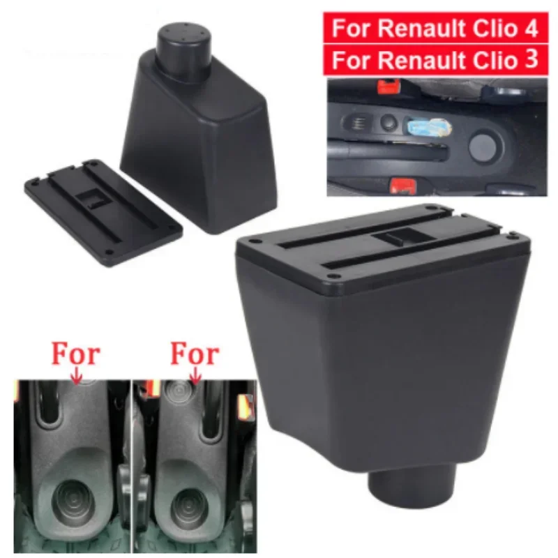 New For Renault Clio 4 Armrest For Renault Clio 3 III IV Car Armrest box Car accessories Storage  holder ashtray Curved surface