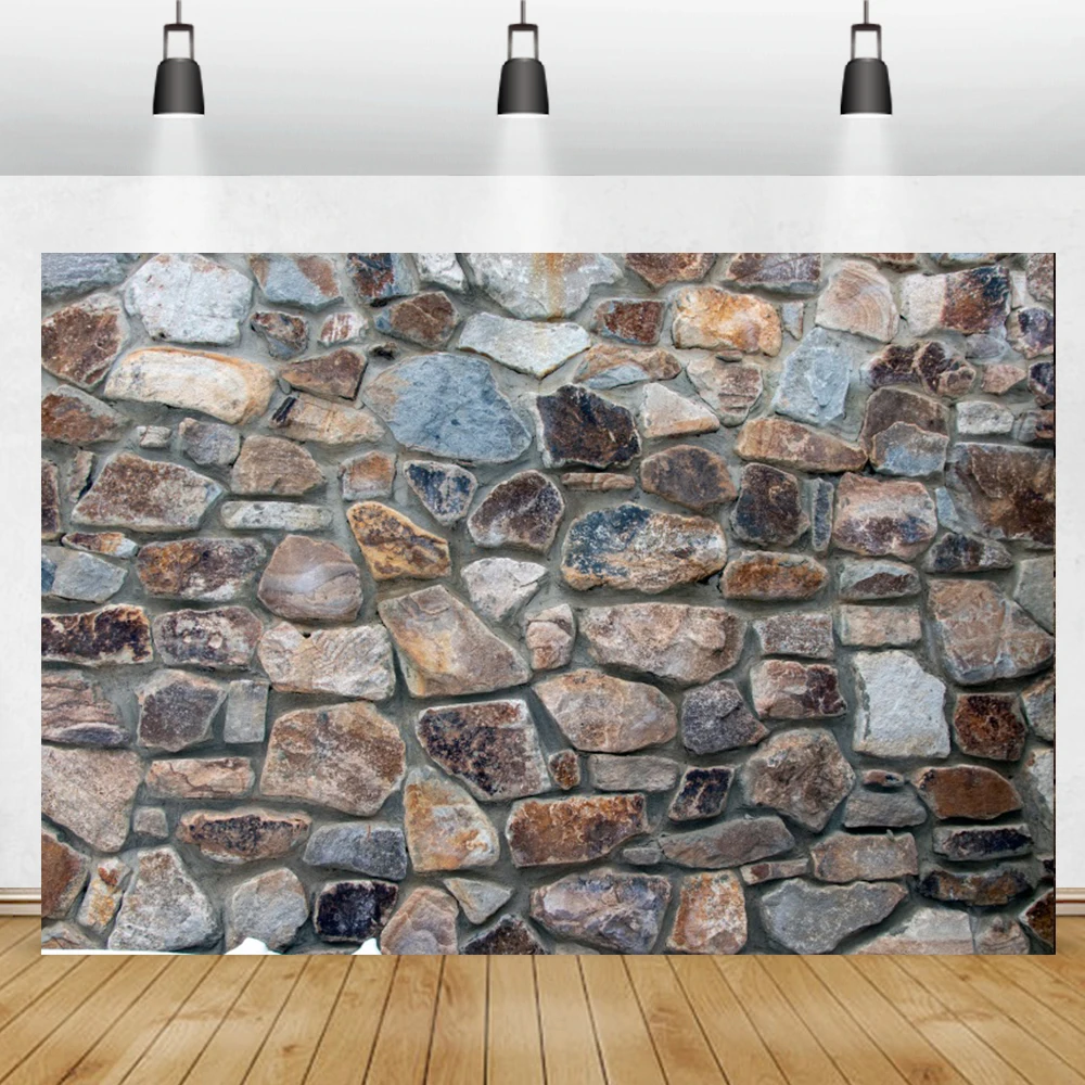 Laeacco Vintage Stone Brick Wall Photo Backdrop Gray Texture Rock Seam Interior Decor Child Kids Portrait Photography Background