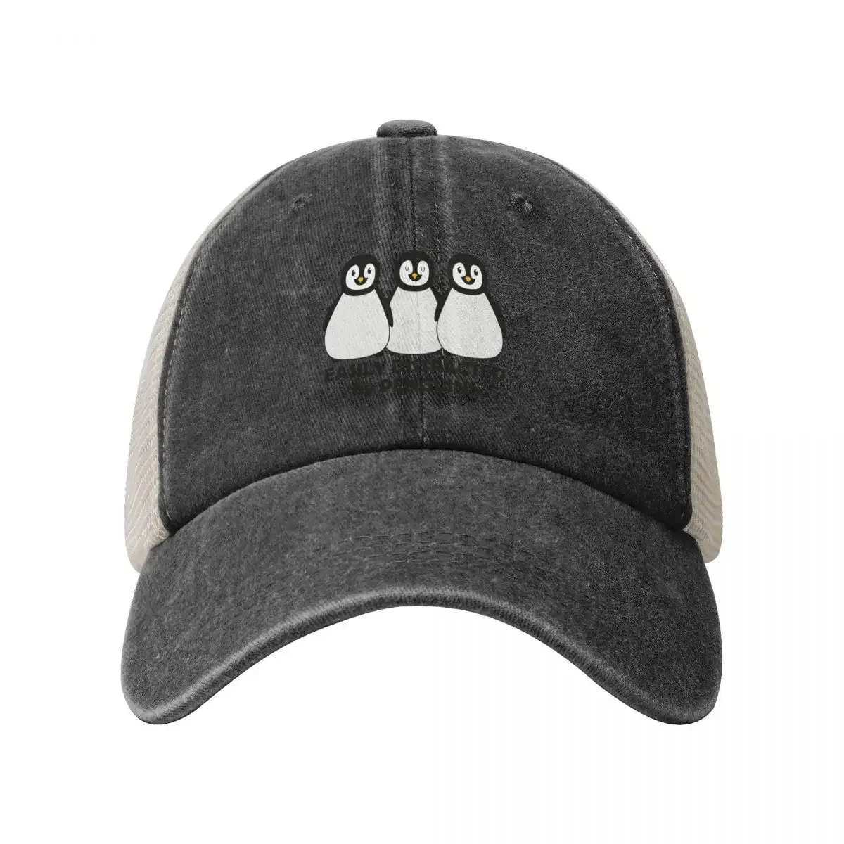 Easily Distracted by Penguins Cowboy Mesh Baseball Cap funny hat Snap Back Hat Hats Woman Men's image 2