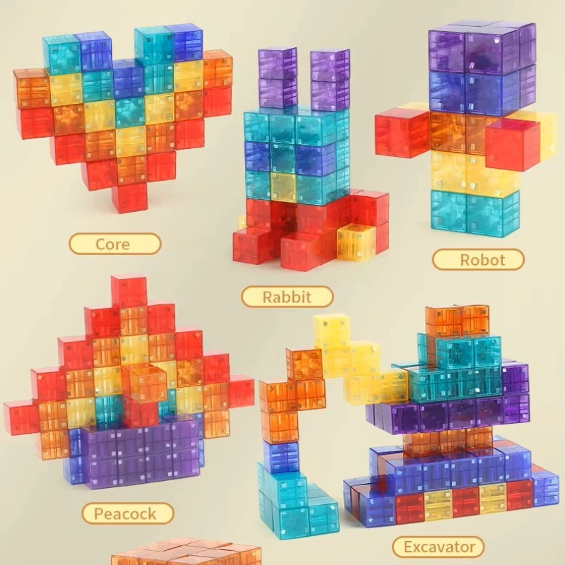 Geometrische magneetkubus bouwsteen Interactief magnetisch speelgoed voor kinderen Cijferblokken STEM Leren Doorschijnende Montessori-puzzel