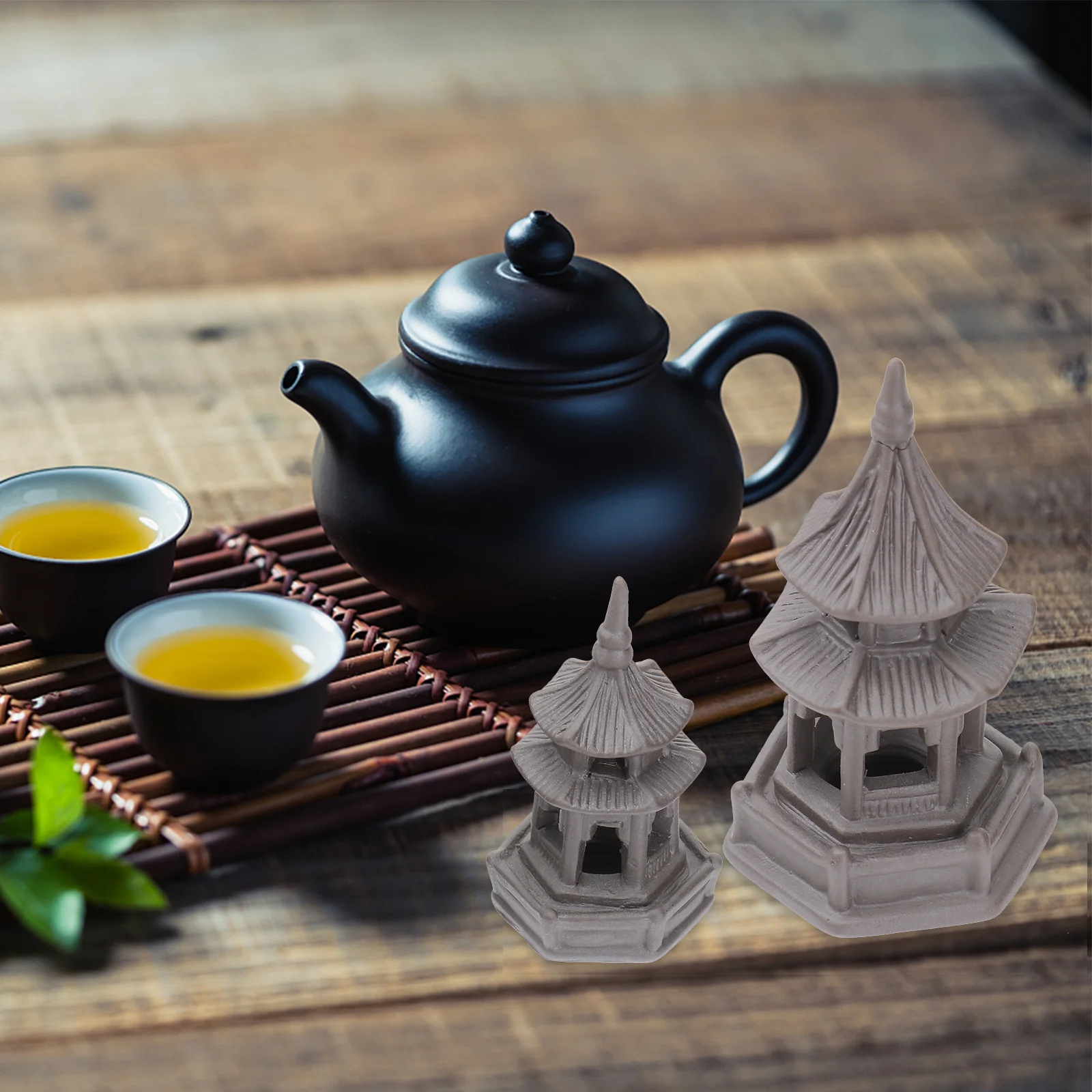 

3pcs Brown For Home Office Garden Pavilion Mini Ornament Decor Landscape Decor Micro Landscape Ornament Layout Accessory