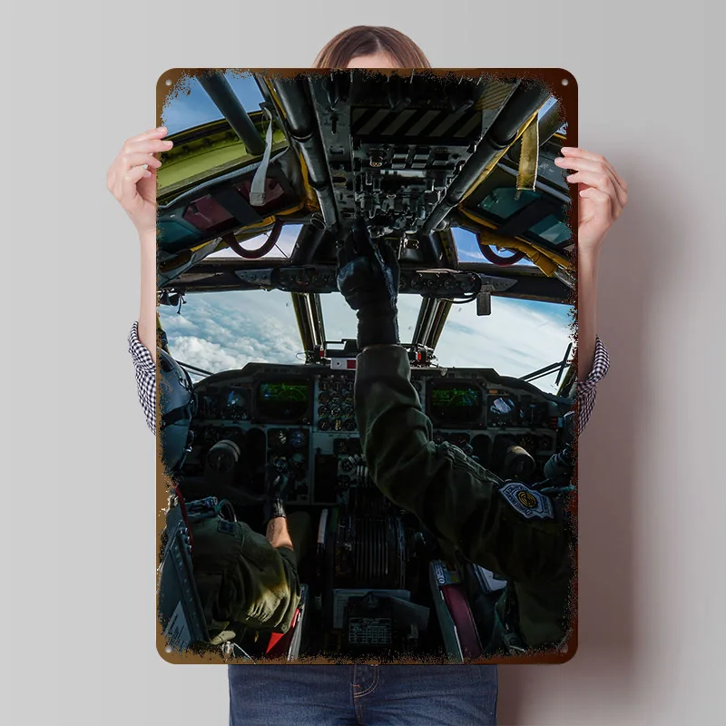 B52 Cockpit Printing Poster Customized Retro Wall Art Vintage Metal Signs for Room Modern Home Decoration Luxury Bar Accessories