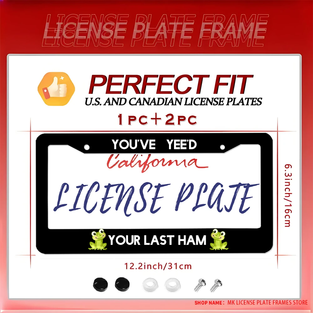 

Black Cartoon 2 - Hole License Plate Frame with Frogs Pattern, Aluminum Material, with Screw Set, Auto Decoration & Gift, 6x12