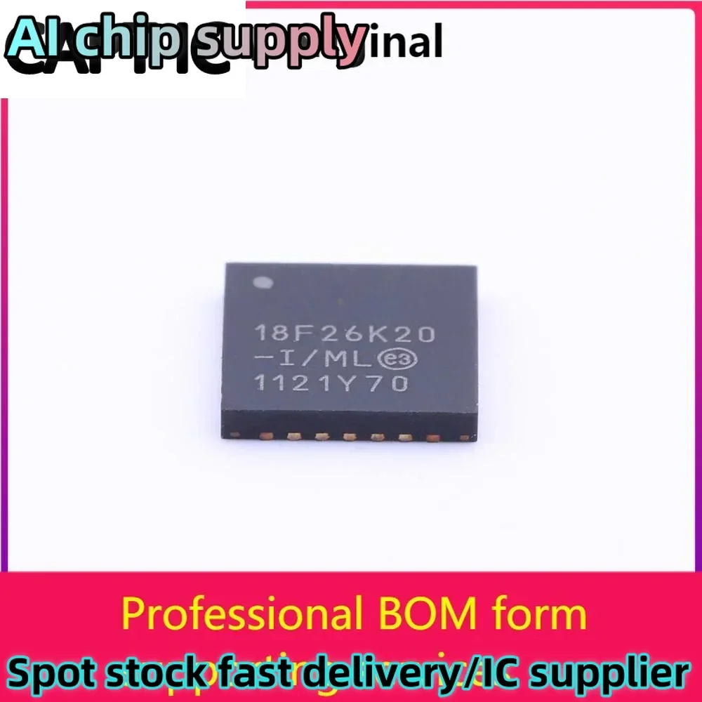 5PCS MCU 8-bit PIC18 PIC RISC 64KB Flash 2.5V/3.3V 28-Pin QFN EP Tube - Rail/Tube   PIC18F26K20-I/ML 100% original