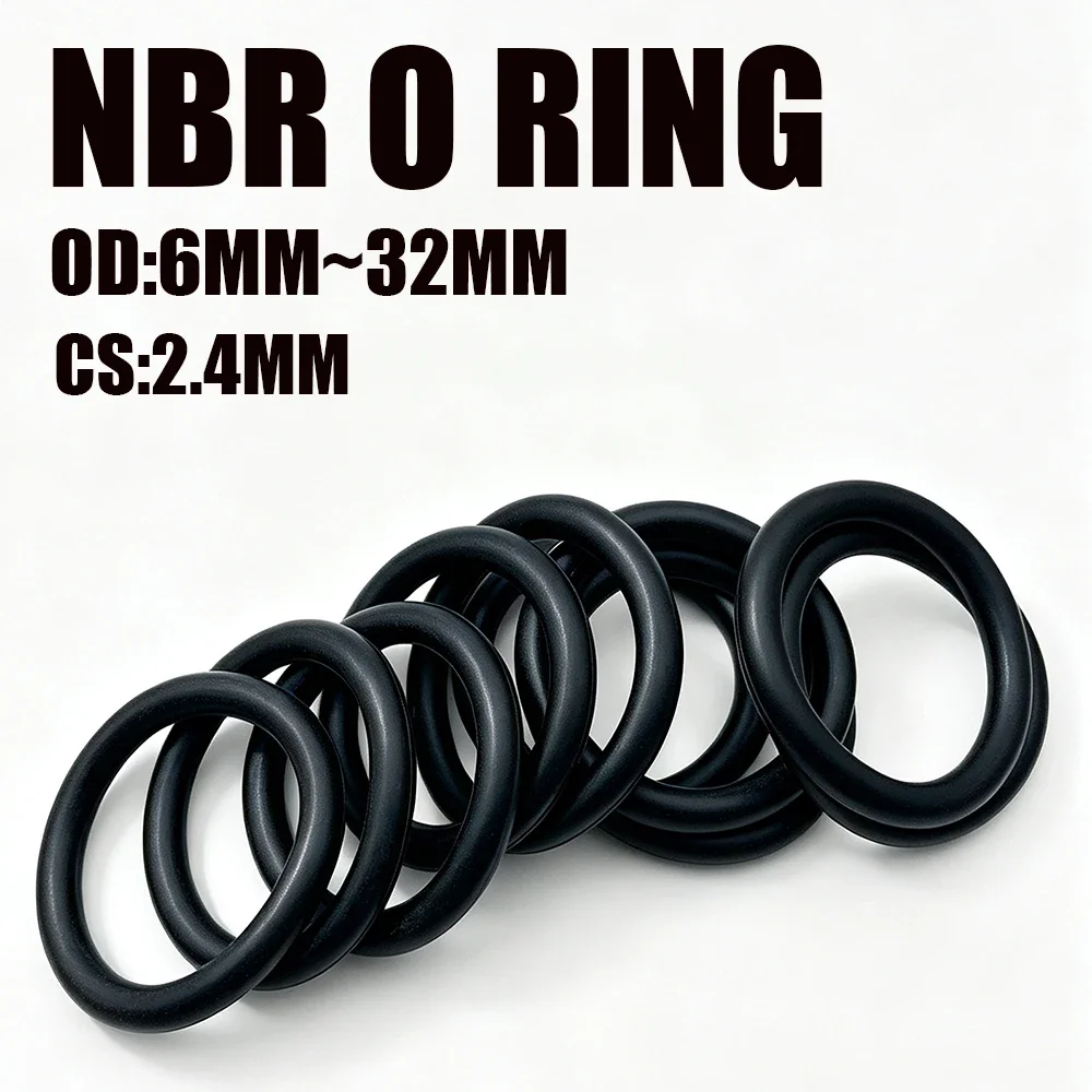 20 Pieces of NBR O-ring CS 2.4mm Outer Diameter 6~32mm Oil Resistant and Anti-aging Sealing Gasket for Industrial Equipment
