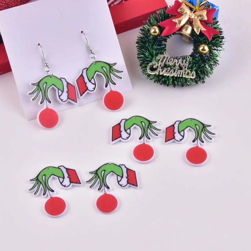 10pcs/pack Fashion Happy Christmas Acrylic Charms Pendant For Earring Necklace Jewelry Making Craft DIY