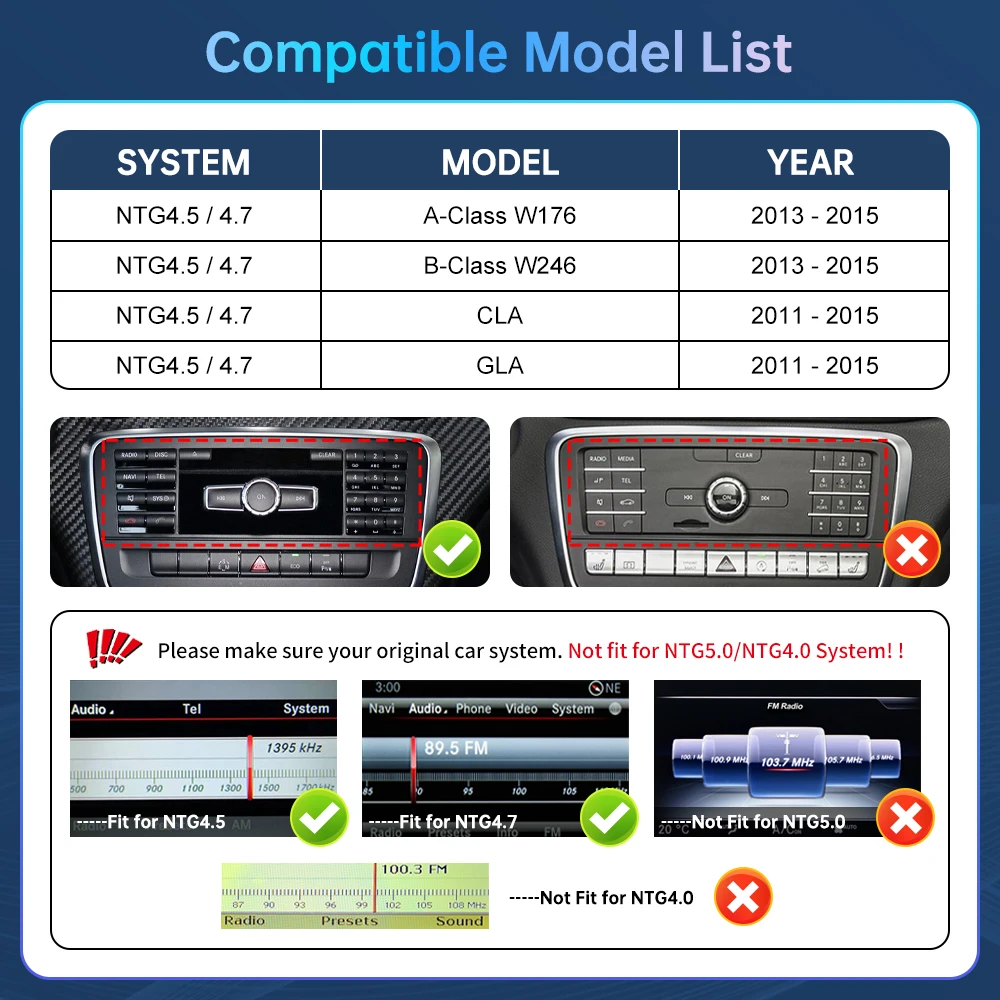 Road Top Wireless CarPlay Decoder For Mercedes Benz A B Class W176 W246 CLA GLA NTG4.5 NTG4.72013-2015 with Android Auto