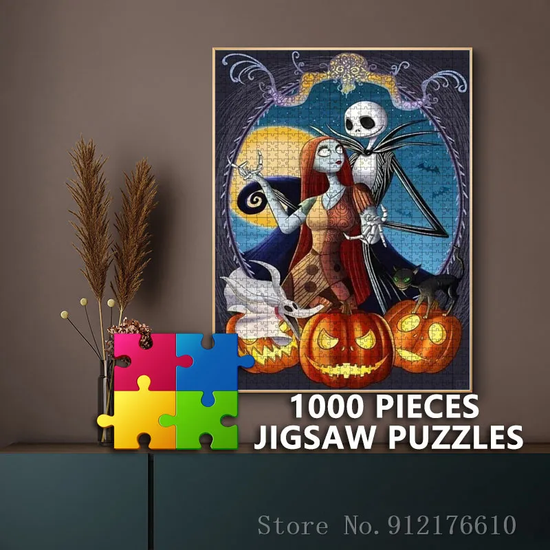 

The Nightmare Before Christmas 1000 Piece Jigsaw Puzzles Disney Horror Movies Puzzle Paper Decompress Educational Toys Gifts