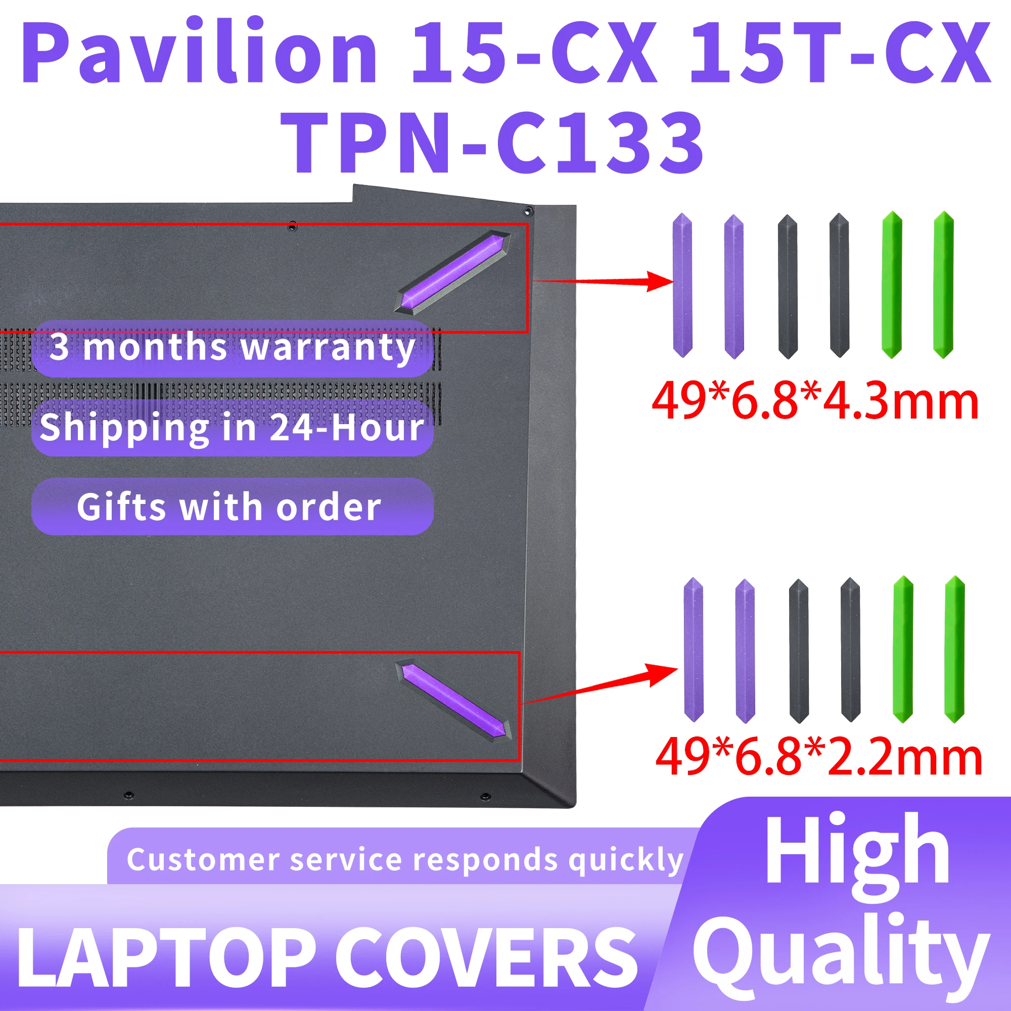 

New Laptop Bottom Case Rubber Foot Strip Pads for HP Pavilion 15-CX 15T-CX TPN-C133 Anti Wear Shock-absorbing Stable Support