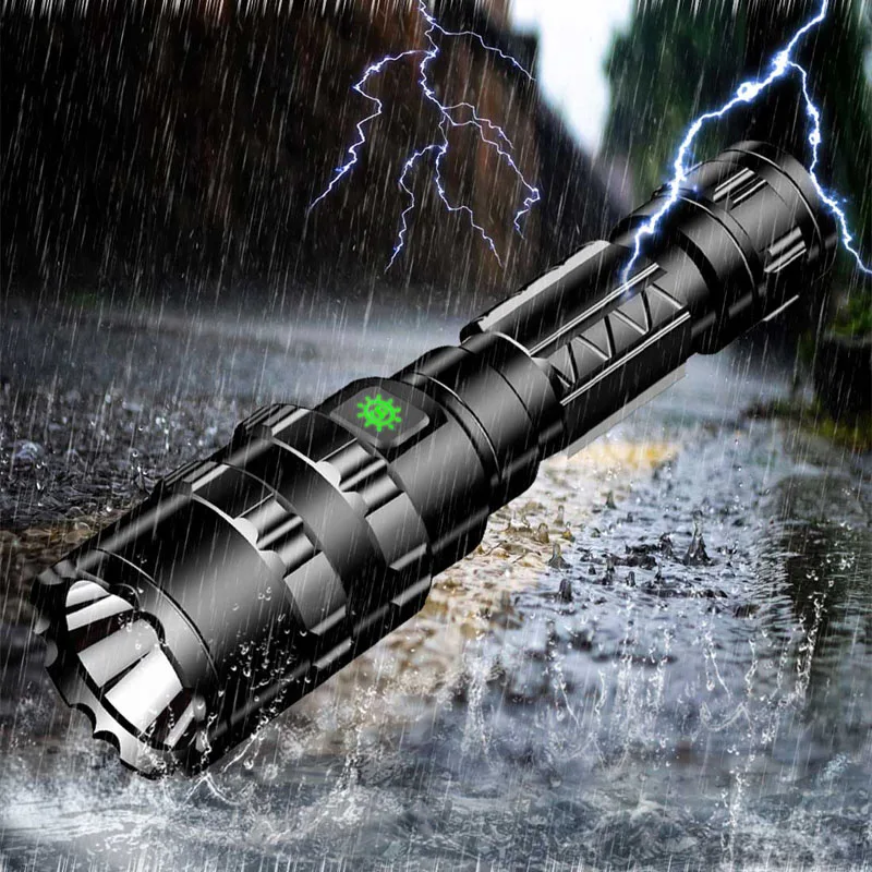 65000 Lums Special Hunting Scout Flashlight LED Tactical Glare Torch Lamp USB Charging Waterproof Fire Machine Gun Camping