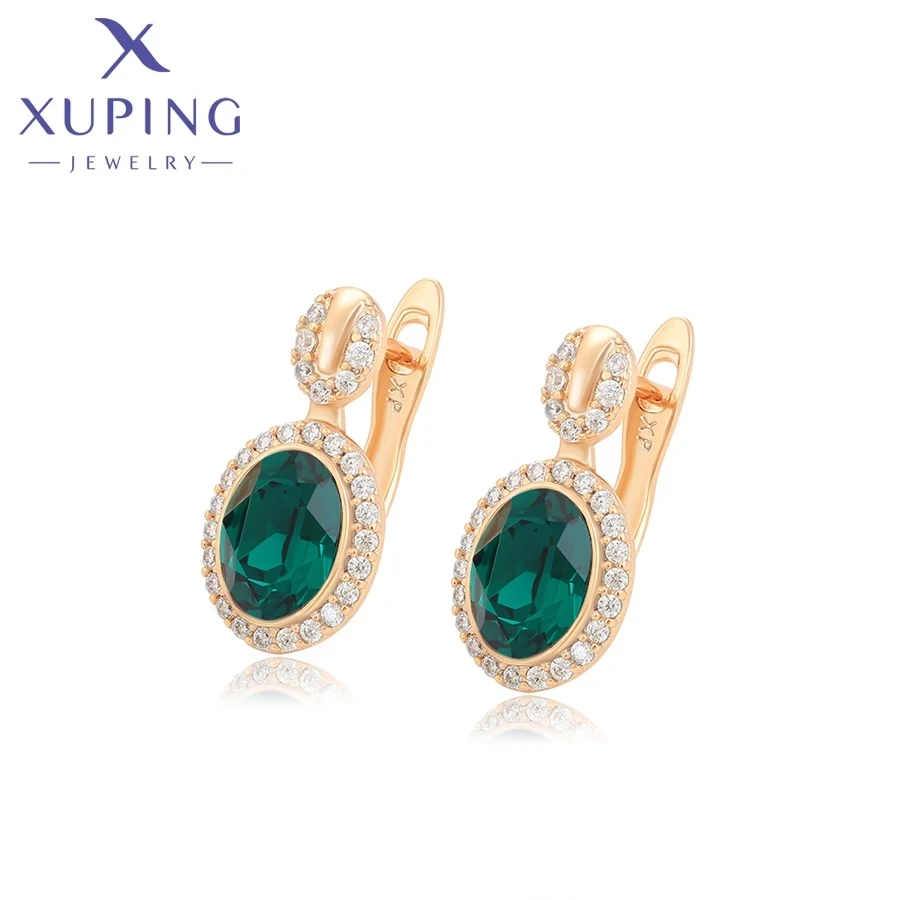 Xuping Jewelry New Arrival Fashion Women Crytsal Hoop Earring of Gold Color Birthday Gift X000602300