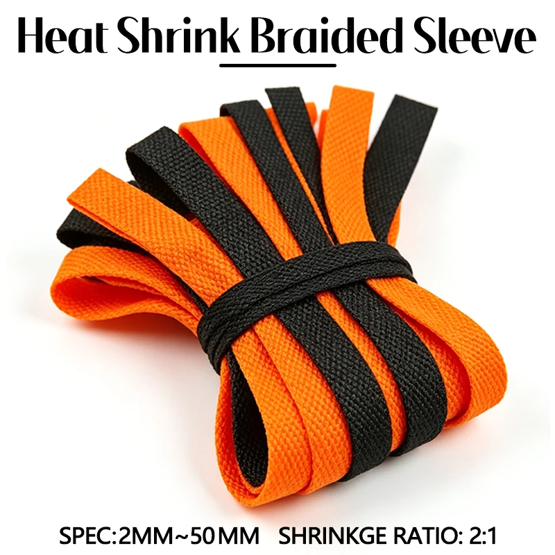 1-5M Braided Cable Sleeve PET Heat Shrink Tube Insulation Flam Retardant Shrinkable Wire Wrap Sheath Protection Cable Organizer