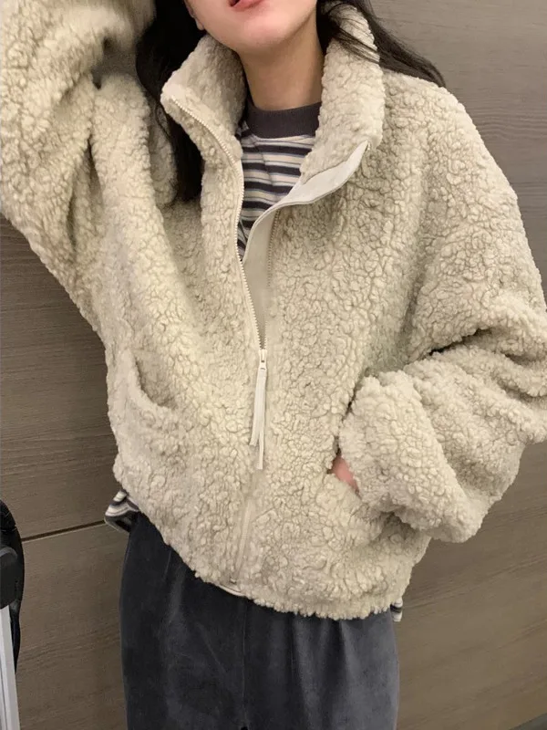 

Korean Faion Versatile Casual Plu Cotton Jaet Women Winter New Stand Collar Warm Cotton Filled Thiened Fur Outerwear