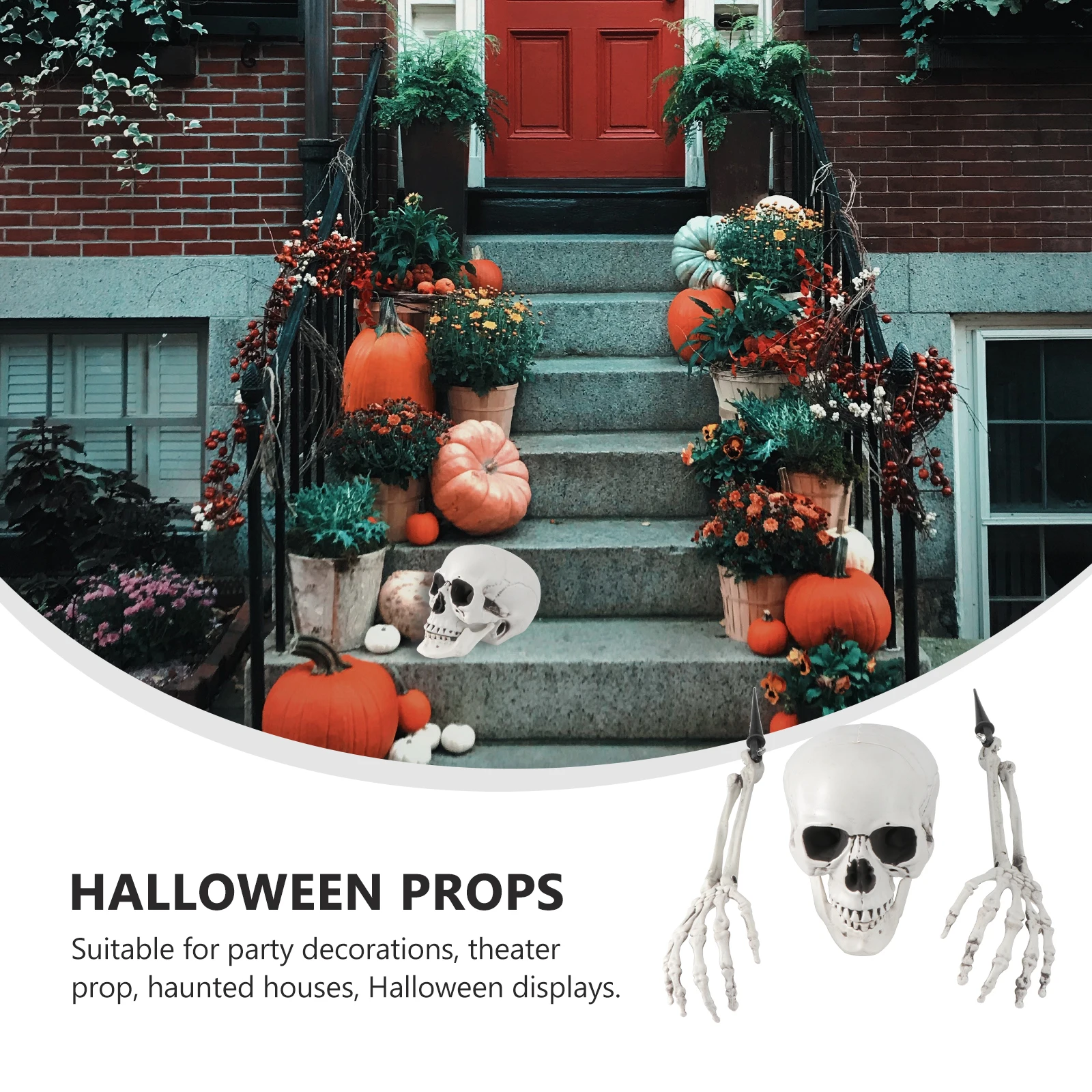 

Set Skull Head Decoration Scary Decorations Fake Bone Hands Outdoor Halloween Props