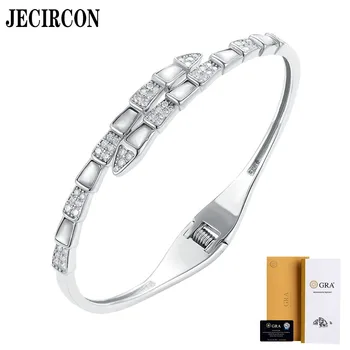 JECIRCON moissanite snake-shaped bracelet with diamond 925 sterling silver niche design versatile simple temperament hand jewelry