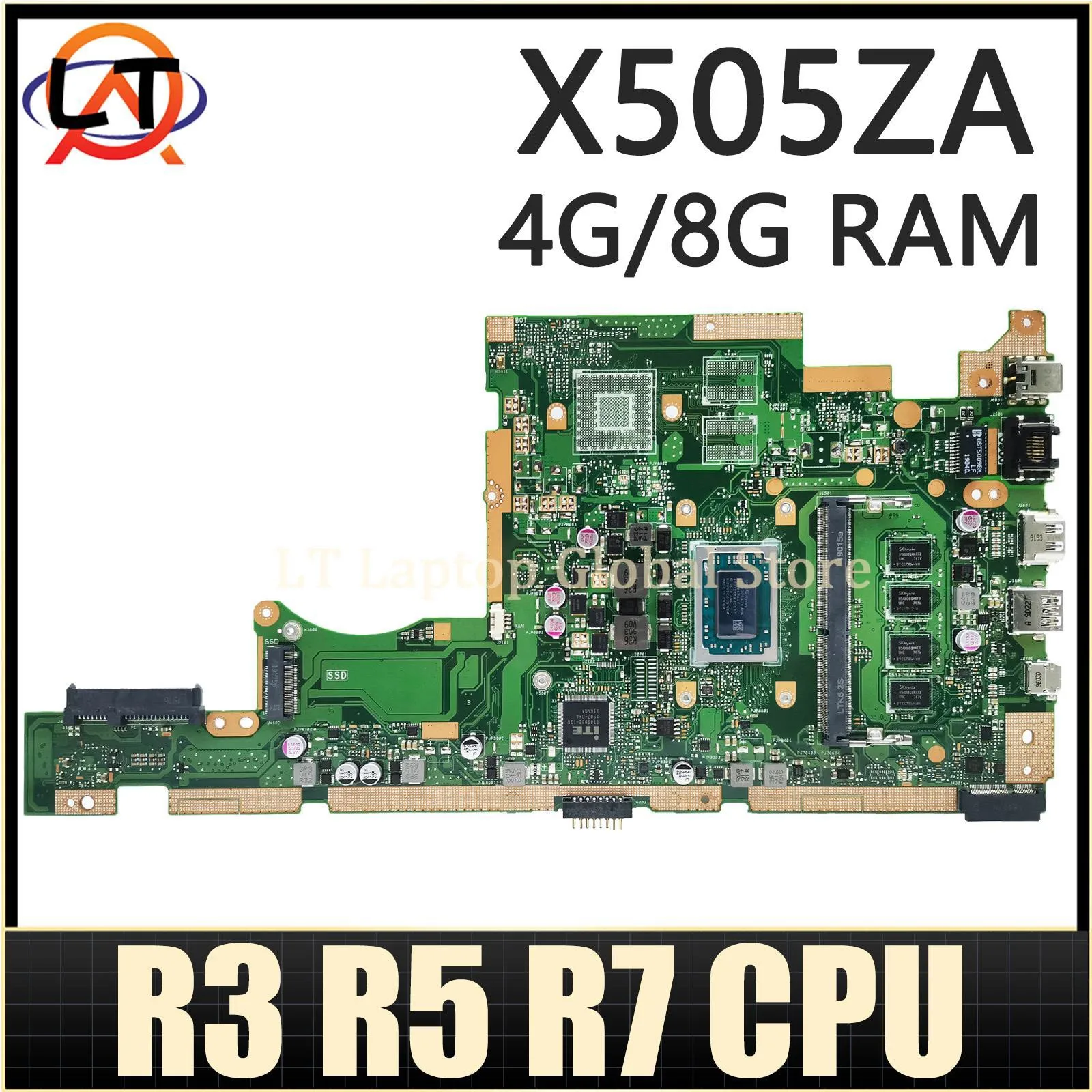 لوحة أم للكمبيوتر المحمول لـ ASUS ، X505ZA ، F505Z ، K505Z ، A505Z ، RX505Z ، R3 ، R5 ، R7 CPU ، RAM M-4 GB ، 8GB