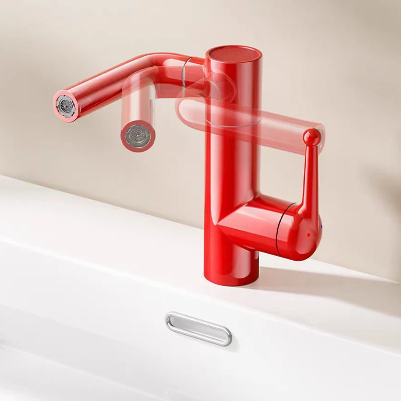 360° Swivel Bathroom Vanity Sink Faucet, Single Lever Hot Cold Water Mixer Tap, Sleek Curved Spout Fixture for Washroom Counte