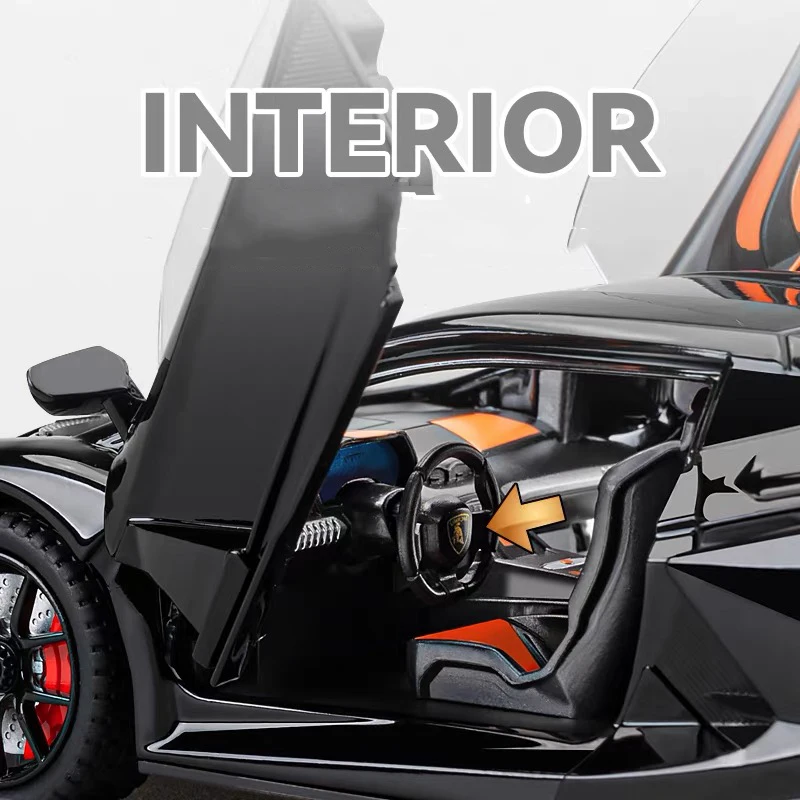 1:24 Lamborghini Revuelto Alloy Scale Car Model Diecast Metal Miniature Car Sound&light Collection Children Toy Vehicles Gifts
