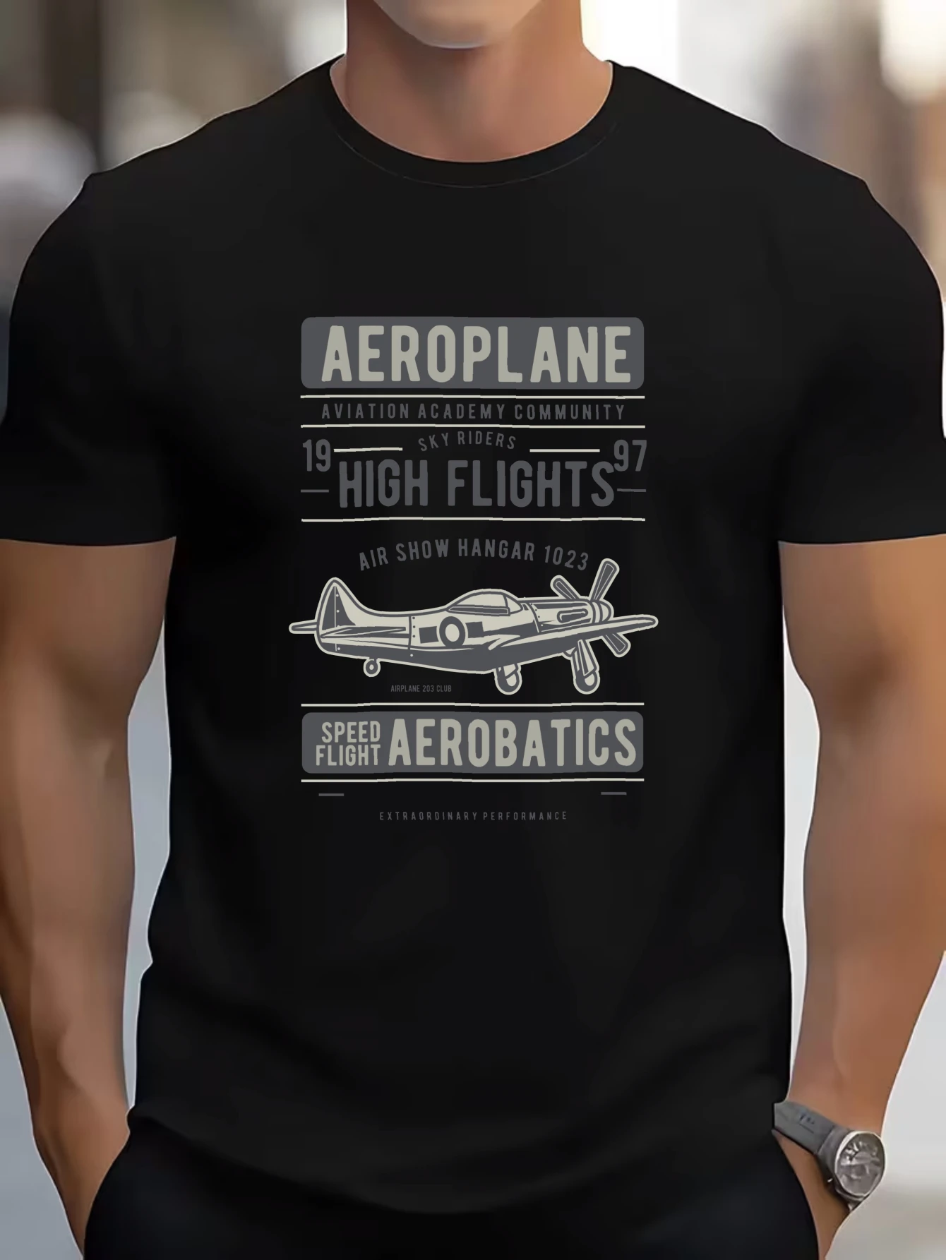 

Men's Vintage Airplane Graphic T-Shirt Aviation Retro Casual Streetwear Cotton Tops
