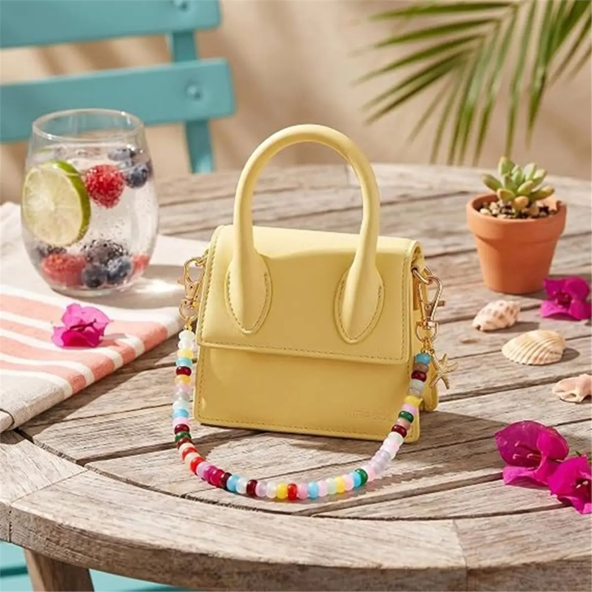 【HOT A88T】 Beaded Bag Charm Chain for Handbags Dopamine Purse Chain Colorful Bead Keychain Accessories Gifts