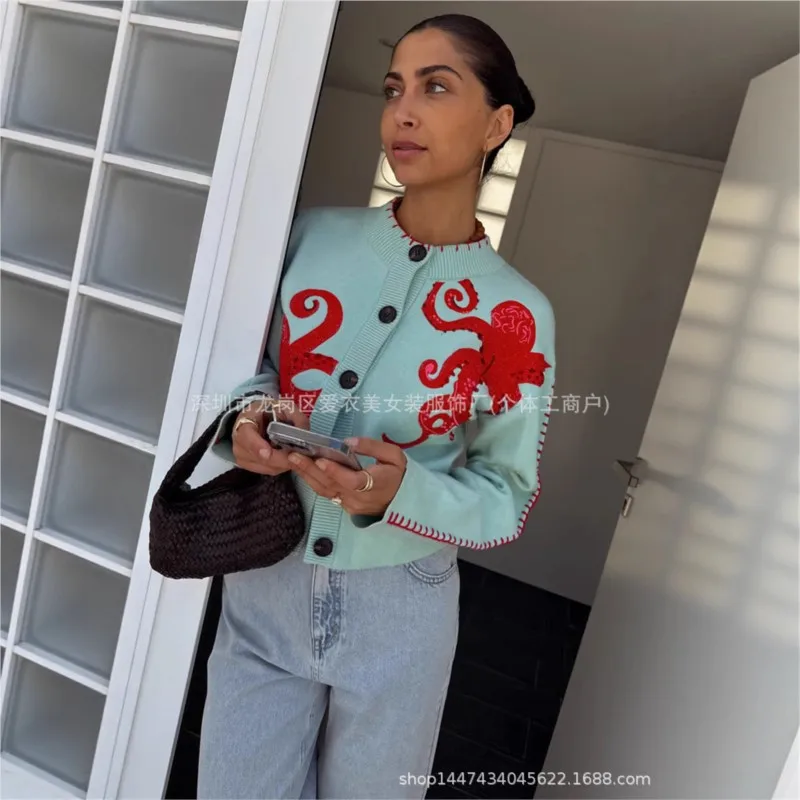 Knitted Cardigans Winter Clothes Woman Pulls Femmes All-match Loose Simple Style Sweater Comfortable Contrast Commuting Homewear