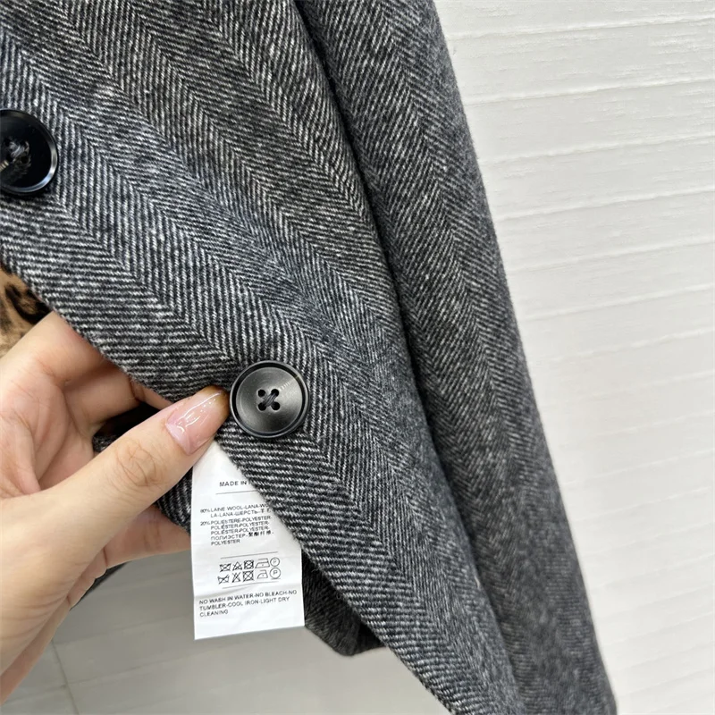 معطف نسائي شتاء جديد 2025 صدر واحد نحيف طية صدر السترة بأكمام طويلة مزيج الصوف بدلة نسائية سترة y2k سترة نسائية #6