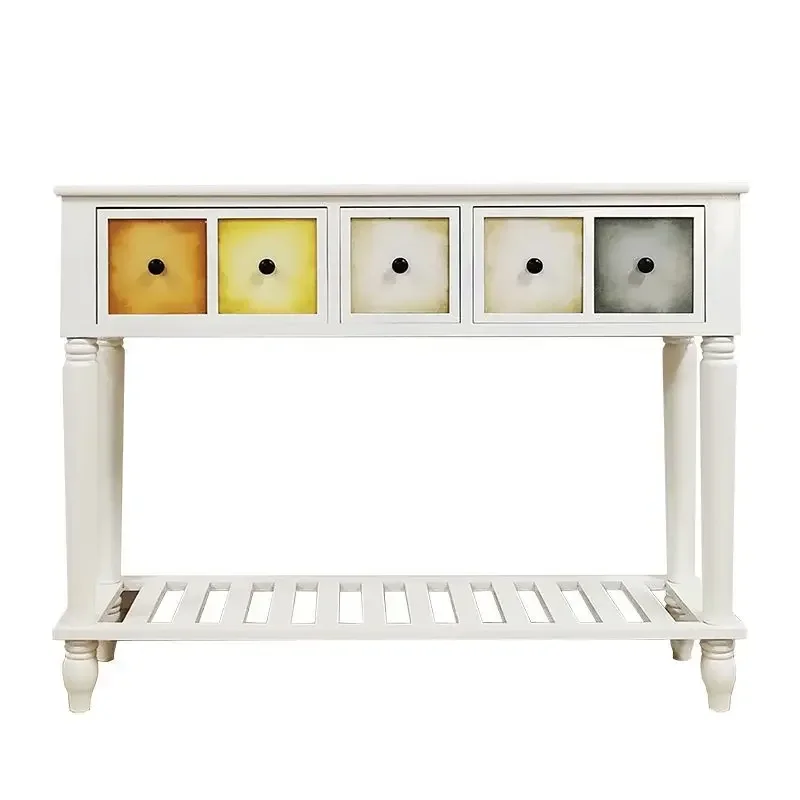 American-style solid wood plant rack balcony storage rack, long cabinet storage table