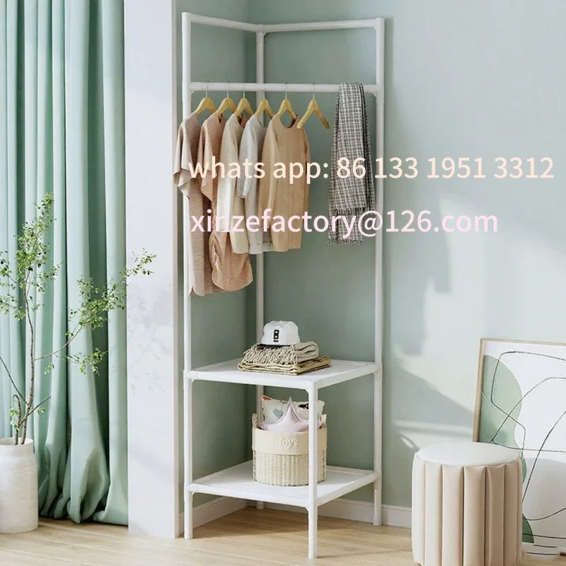 

Customizable Corner Coat Hat Rack Multifunction Multi-Layer Floor Standing Corner Hanger Detachable Removable Metal Clothing Sto