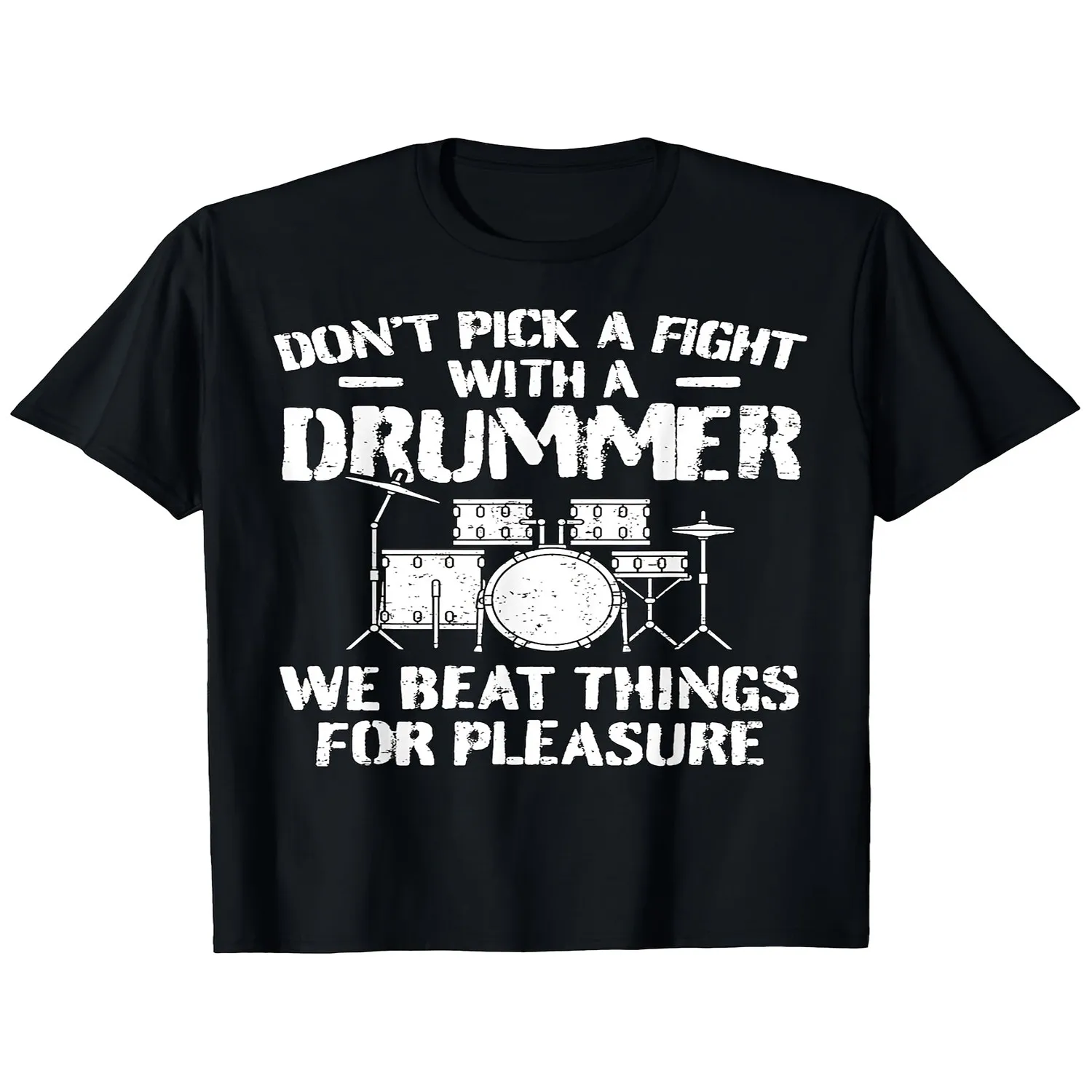 Funny Drummer T Shirt Don't Pick a Fight with a Drummer Graphic 100 Pure Regular Fit Unisex Casual Sporty Tee Perfect Gift for Musicians Sizes S XXXL Musician Apparel Humorous GraphicMen's Graph Men Graphic Tee, Weekend Casual Top