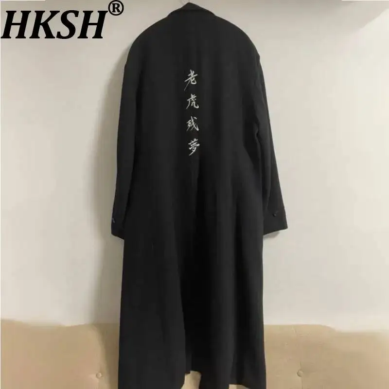 HKSH Yamamoto Style Dark Embroidery Windbreaker Chic Ins Japanese Punk High Street Wool Coats Autumn New Men Tide Trench HK26381