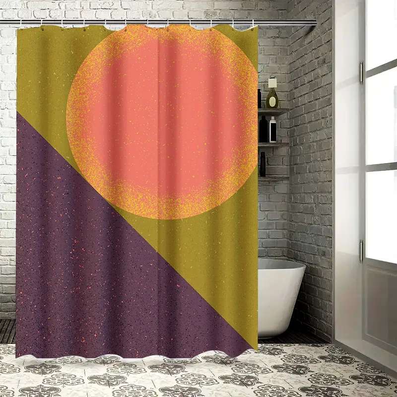 

Занавеска для душа на закате, яркий принт розового золота с фиолетовой отделкой, декор для ванной комнаты, водоотталкивающая полиэфирная ткань 72x7
