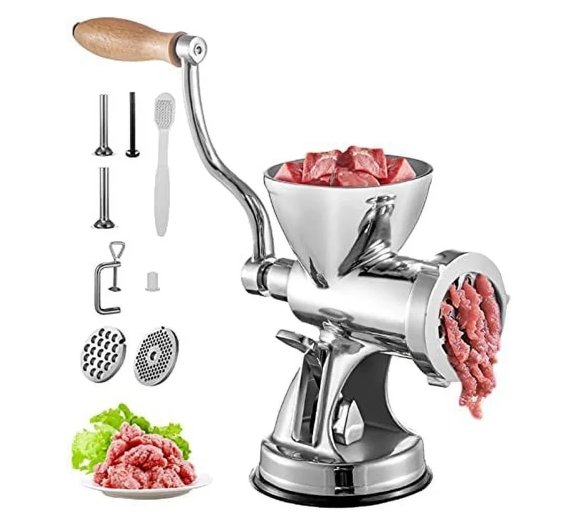 304 stainless steel manual meat grinder double suction base and clamp type meat grinder manual meat grinder with nozzle