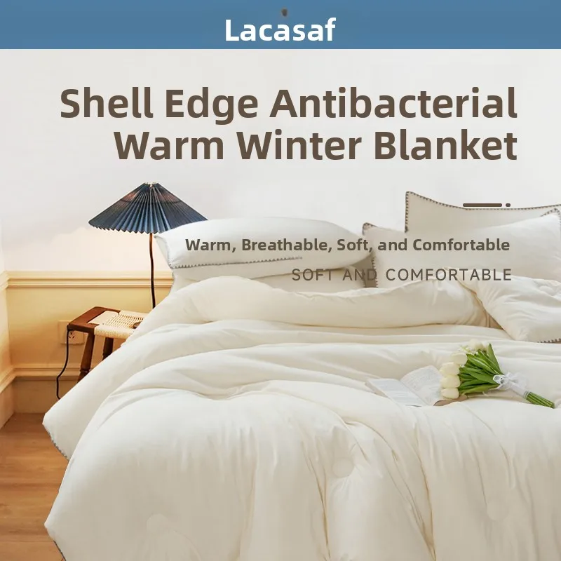 

LACASA Thickened Winter Quilt Warm Polyester Fiber Filled Four Seasons Universal Single Double Size Bedding
