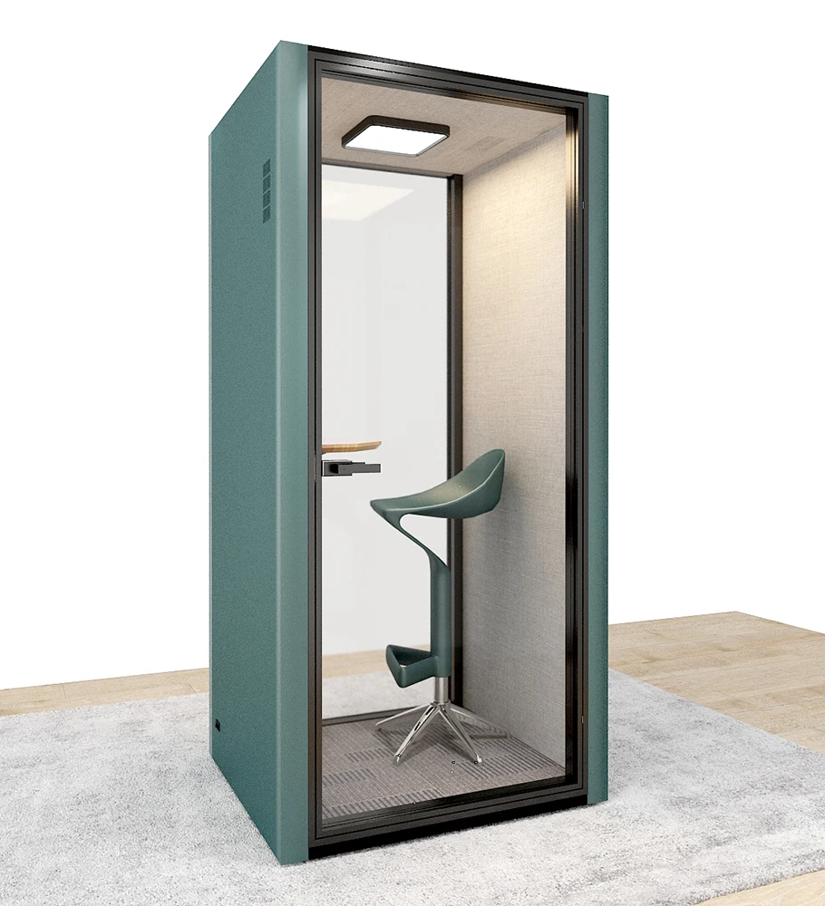 Custom Soundproof Office Work Pod Movable Privacy Meeting Booth Acoustic Phone Box With Glass Door