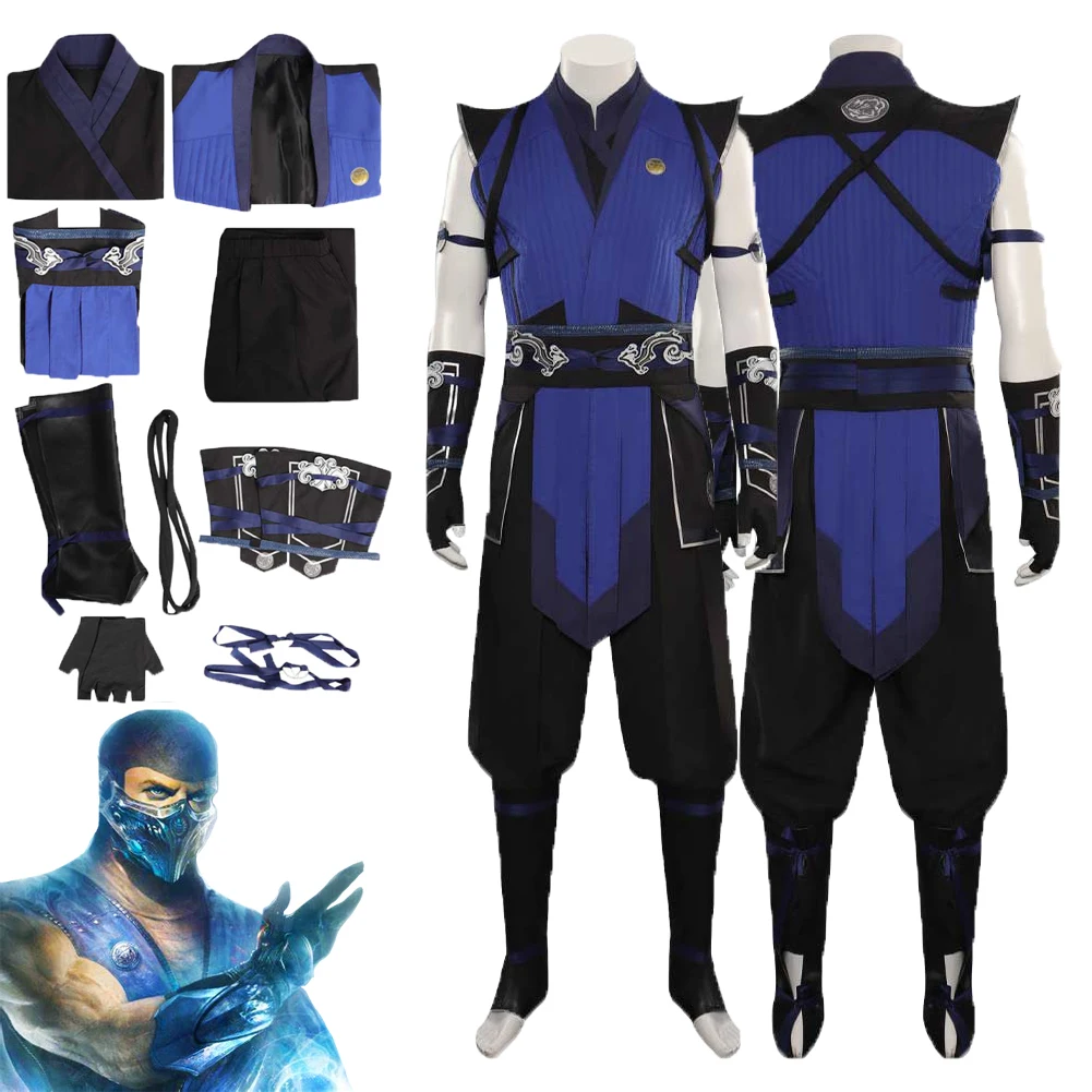 

Game Mortal Cos Kombat Sub-Zero Cosplay Costume Suit Accessories Outfits For Adult Men Roleplay Halloween Carnival Clothing Set