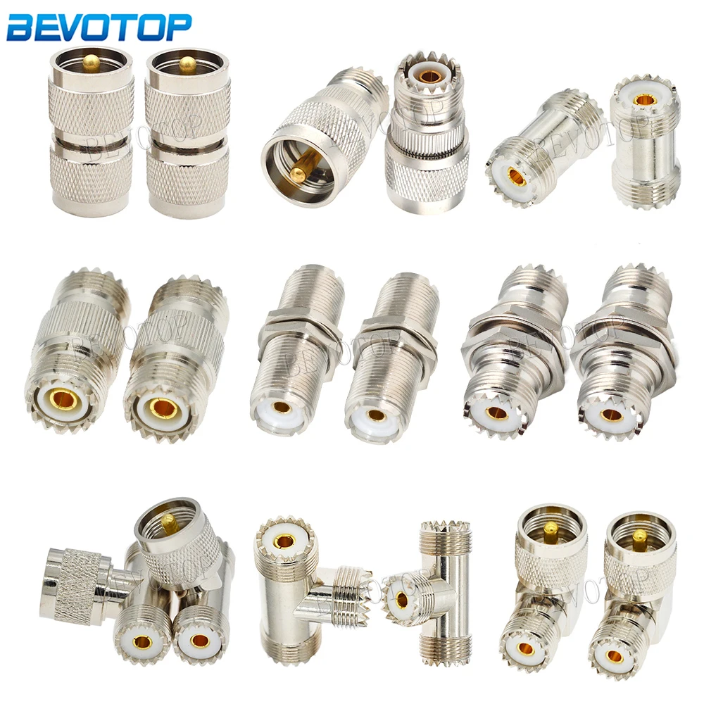 1Pcs UHF PL259 Male to UHF SO239 Female Straight Right Angle RF Coaxial Adapter Connector Test Converter 50 Ohm High-Quality