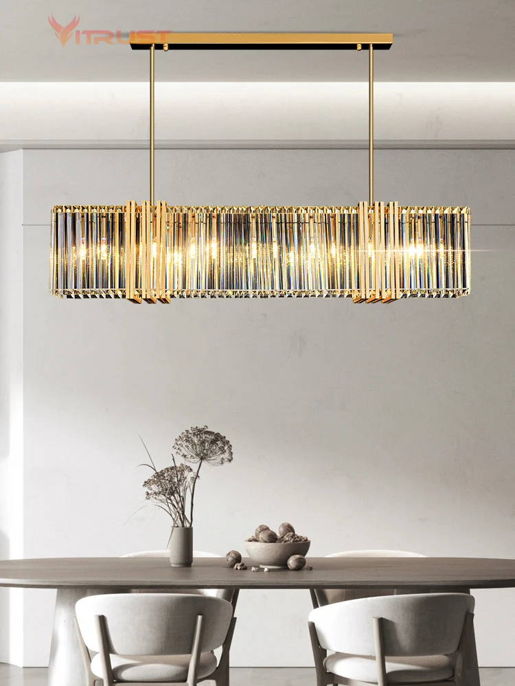 

Modern Crystal Chandelier Lamp Luxury K9 Crystal Square Gold LED Hanging Lighting Fixture Living Room Bedroom Lights Island