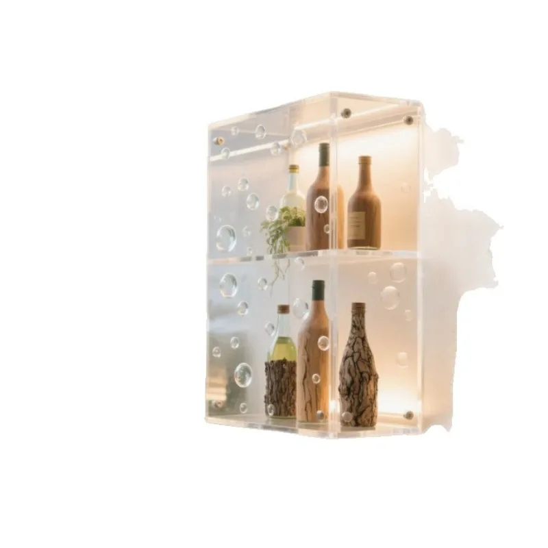 

The new trend is easy to use, wall-mounted acrylic sparkling wine rack, bottle rack, shelf display