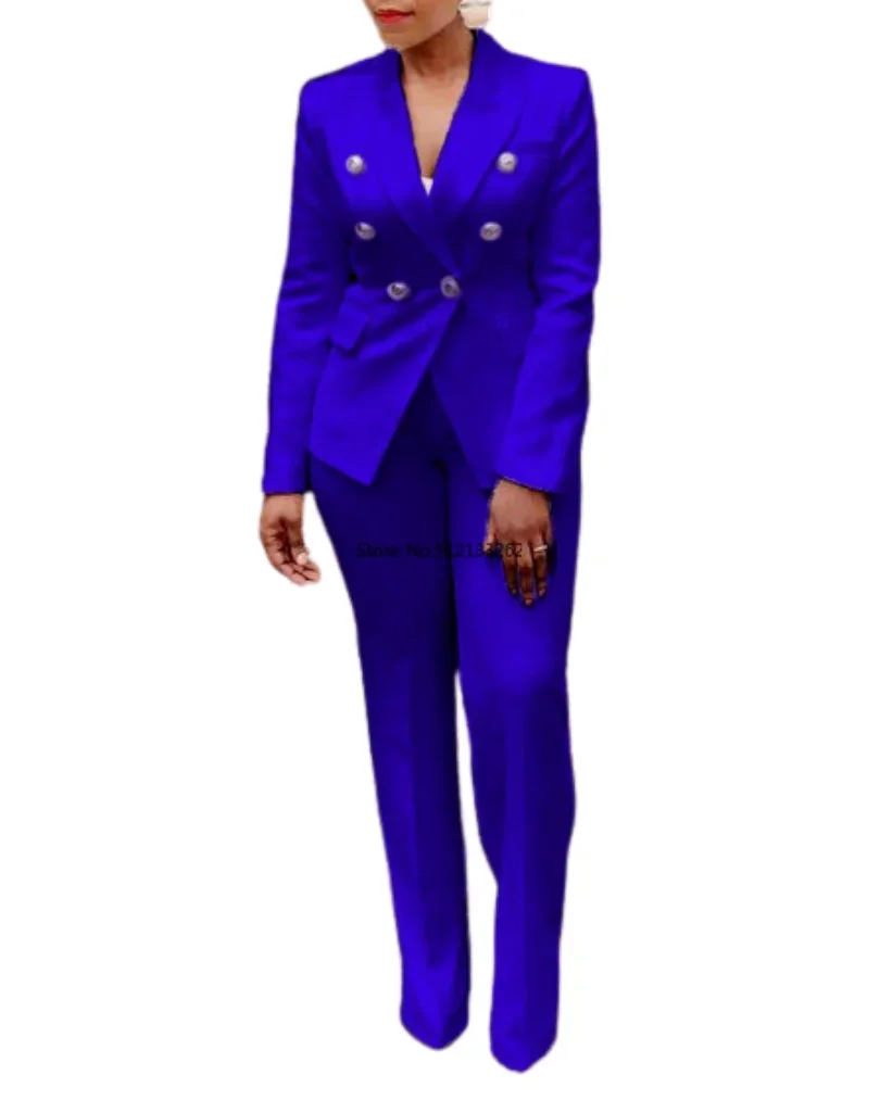 

African Clothes for Women Spring Autumn African Women Long Sleeve V-neck Polyester Yellow White Blue Two Pieces Sets Top +Pant
