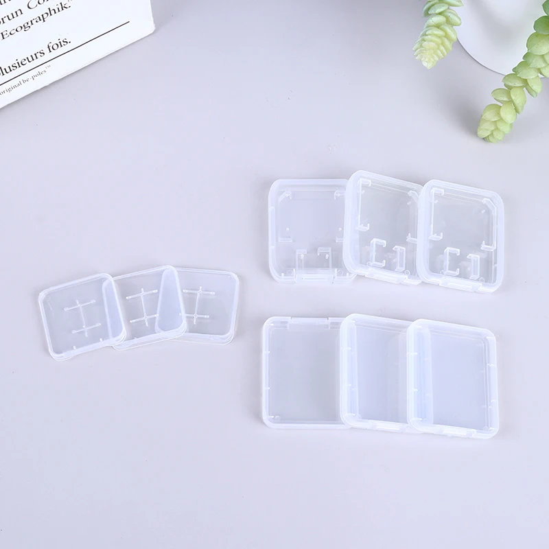 10Pcs Transparent SD TF CF Memory Card Storage Box Holder Box Protective Case Memory Card Clear Plastic Case