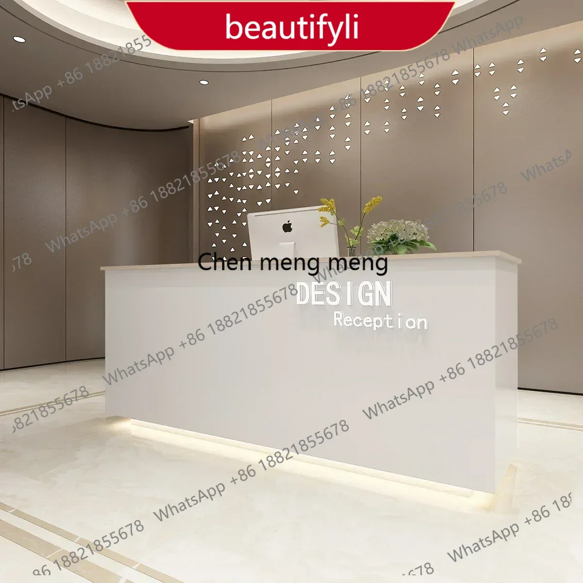 

Стойка ресепшн Z10 Welcome Beauty: современная парикмахерская стойка-ресепшн с местом для хранения, длинная стойка-прилавок, китайская мебель